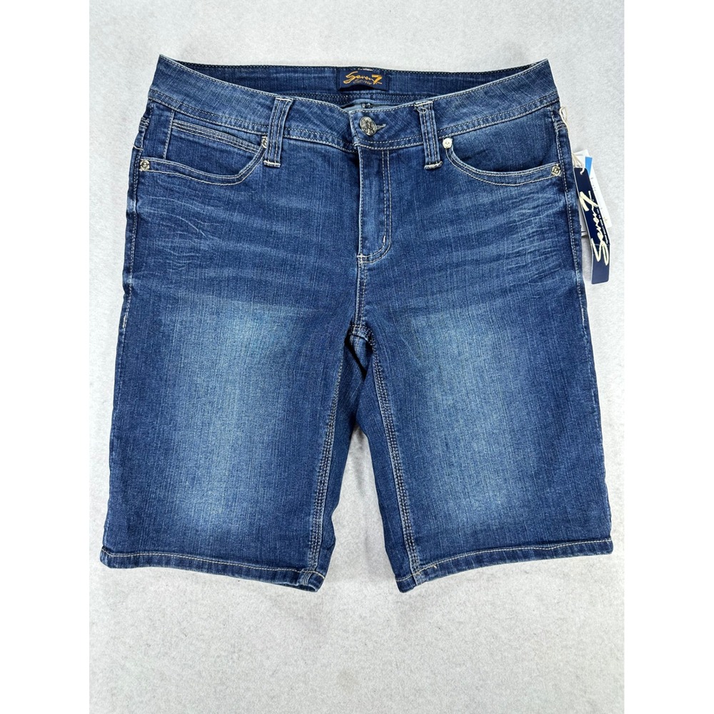 Seven7 Womens Denim Bermuda Shorts Medium Wash Blue Size 10 Russel Jorts